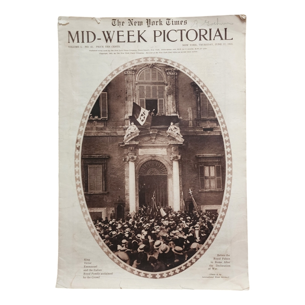 THE NEW YORK TIMES Mid-Week Pictorial Antique‎ Vol. 1, No. 41 June 17, 1915